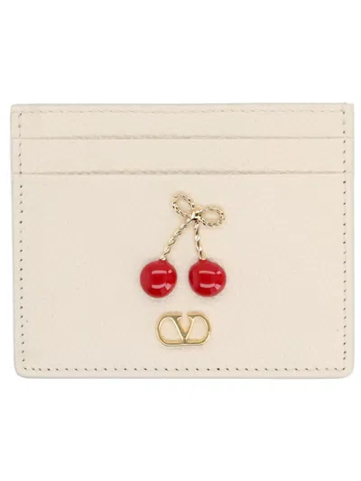 Valentino Garavani Cherryfic Card Holder In White