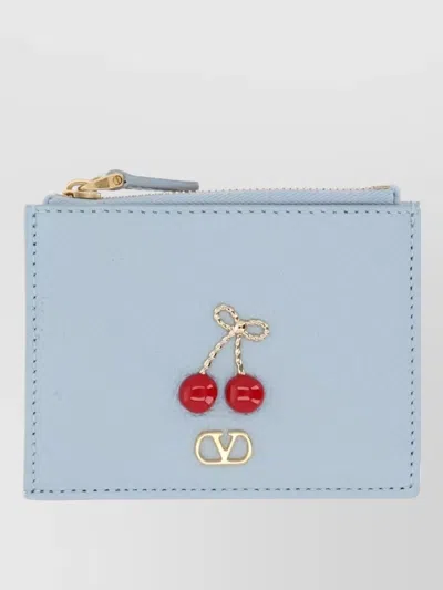 Valentino Garavani Cherryfic Coin Purse Embellished Detail Design In Blue