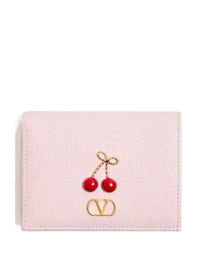 Valentino Garavani Cherryfic Grained Wallet In Pink