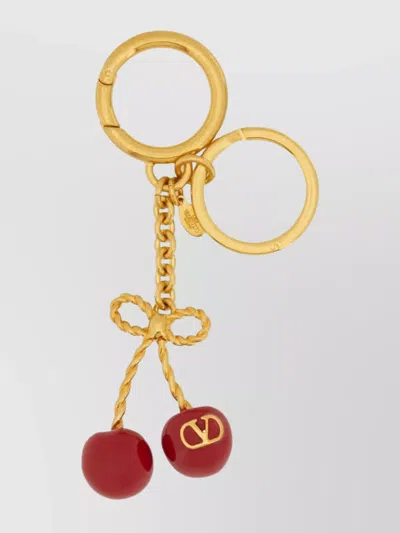 Valentino Garavani Chez Valentino Vlogo Key Chain Bag Charm In Gold