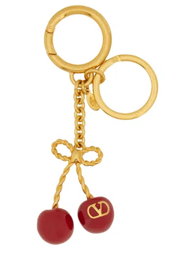 Valentino Garavani Chez Valentino Vlogo Key Chain Bag Charm In Gold