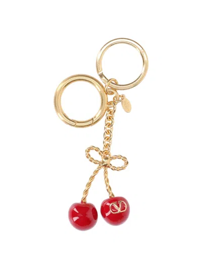 Valentino Garavani Cherryfic Keyring Charm In Brown