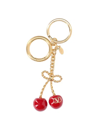 Valentino Garavani "cherryfic" Keyring Charm In Gold