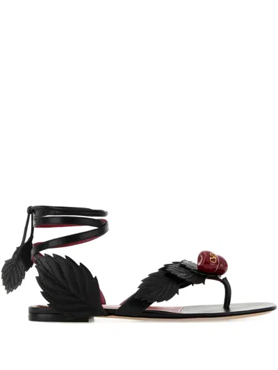 VALENTINO GARAVANI CHERRYFIC LEAF LEATHER SANDALS