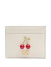 Valentino Cherry Motif Leather Cardholder Textured In Multi