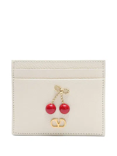 Valentino Garavani Embellished Leather Card Holder In Multi