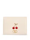 Valentino Cherryfic Leather Wallet In Neutral
