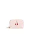 Valentino Cherryfic Mini Zip Wallet In Grainy Calfskin In Pink