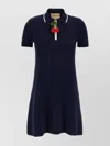 Valentino Cherryfic Polo Collar Dress In Blue