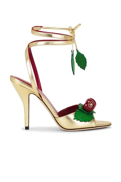Valentino Garavani Gold Leather Cherryfic Sandals