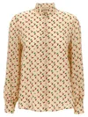 Valentino Crepe De Chine Shirt With Cherryfic Print In Neutral
