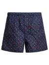 Valentino Swim Short "cherryfic" All-over Print In Blue