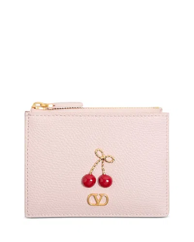 Valentino Garavani Cherryfic Vlogo Zip Cardholder In Pink