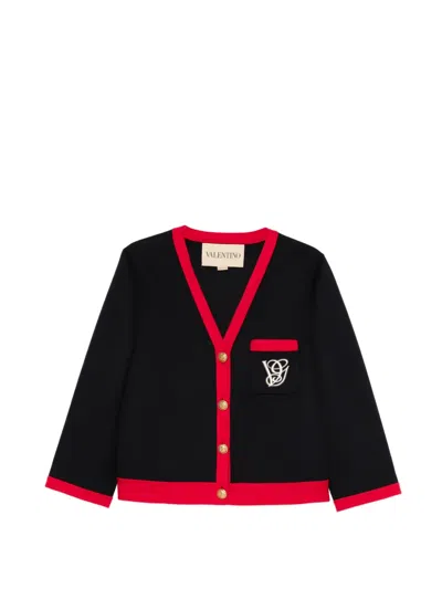 Valentino Chest-pocket Cardigan In Black