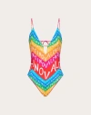Valentino Chevron Lycra 24 One-piece Swimsuit Woman Multicolour L In Multicolour