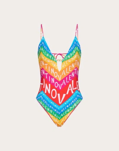 Valentino Chevron Lycra 24 One-piece Swimsuit Woman Multicolour L