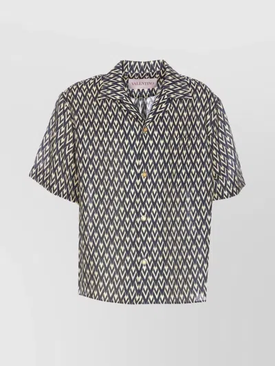 VALENTINO CHEVRON PATTERN BOWLING SHIRT WITH LOGO POCKET
