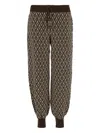 Valentino Chevron-pattern Drawstring Trousers In Brown