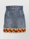 Valentino Medium Blue Denim Skirt With Geometric Trim