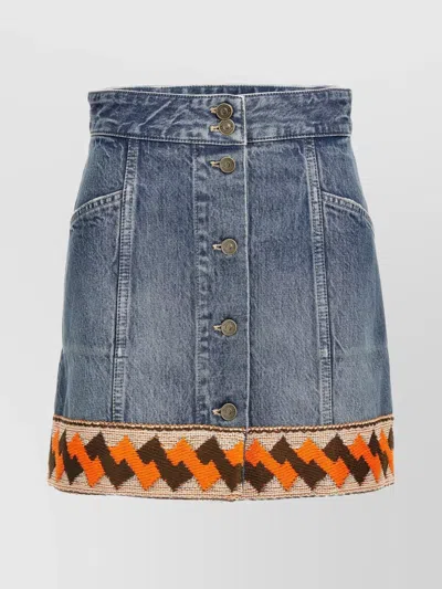 VALENTINO CHEVRON PATTERN HIGH-WAISTED SKIRT WITH CONTRAST HEM