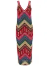 Valentino Kleid Aus Chevron Lurex Frau Multicolor M In Red