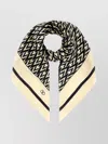 Valentino Chevron Pattern Silk Square Scarf In Neutral