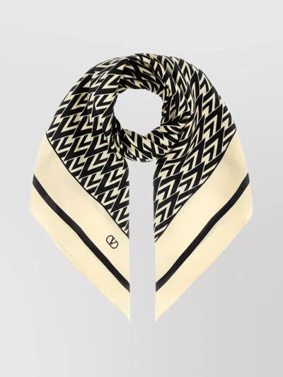 Valentino Garavani Chevron Pattern Silk Foulard With Soft Texture In Multicolor