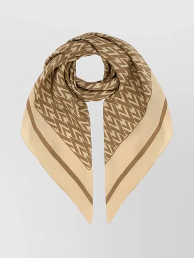 Valentino Chevron Pattern Silk Square Scarf In Brown