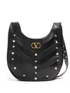 Valentino Garavani Small Hoboho Chevron Quilted Shoulder Bag With Studs In Black