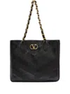 Valentino Chevron-quilted Chain-strap Tote Bag In Black