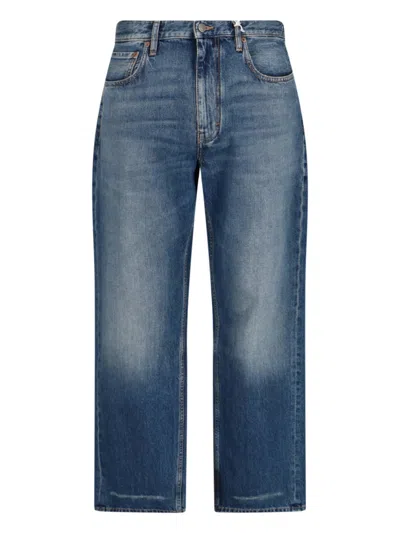 Valentino Straight Leg Trousers With Belt Loop Detail In Blue