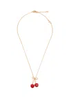 Valentino Garavani Red Necklace With Cherry-shaped Pendant And Vlogo Detail In Brass Woman In Gold