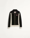 VALENTINO VALENTINO CHEZ HIGH-NECK CHENILLE SWEATSHIRT WITH ZIP AND PATCH