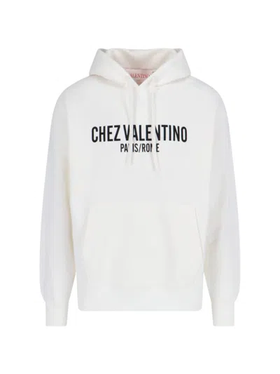 Valentino Chez-print Hoodie In White
