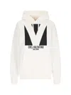 Valentino Ivory Cotton Hoodie With Large Logo In White