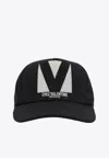 Valentino Garavani Black Hat With Logo On The Front In Cotton Man In Black
