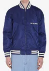 Valentino Nylon Bomber Jacket Light Padding In Blue