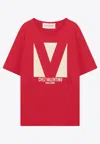 Valentino Crewneck Graphic Print T-shirt Logo In Red