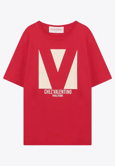 VALENTINO CHEZ LOGO PRINT CREWNECK T-SHIRT