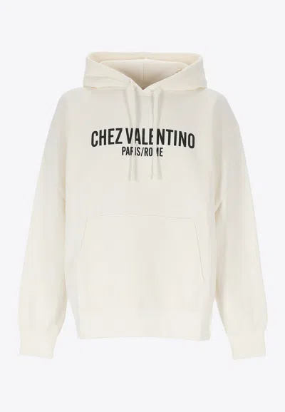 Valentino Chez-print Hoodie In White