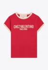 Valentino Crew Neck Cotton Jersey T-shirt With Contrasting Trims In Red