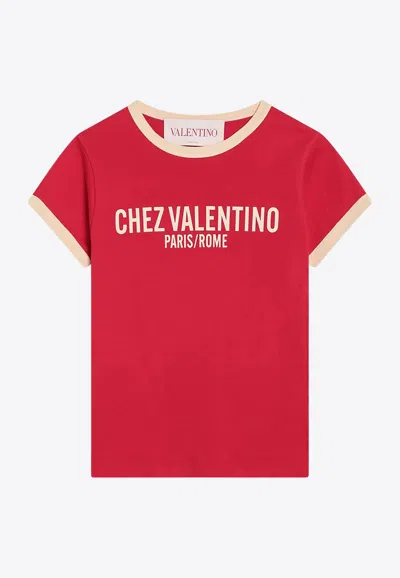 VALENTINO CHEZ LOGO PRINT JERSEY T-SHIRT