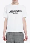 Valentino Cotton Crew Neck T-shirt With Graphic Print In Ivory