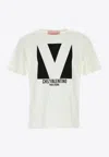 Valentino Mens Avorio Logo-print Crew-neck Cotton-jersey T-shirt In White