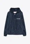 Valentino Hooded Jacket Featuring Drawstring Accents In Navy