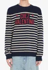 Valentino Garavani Crewneck Sweater With Bold Jacquard Motif In Black