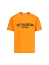 Valentino Cotton T-shirt With Chez Print In Orange