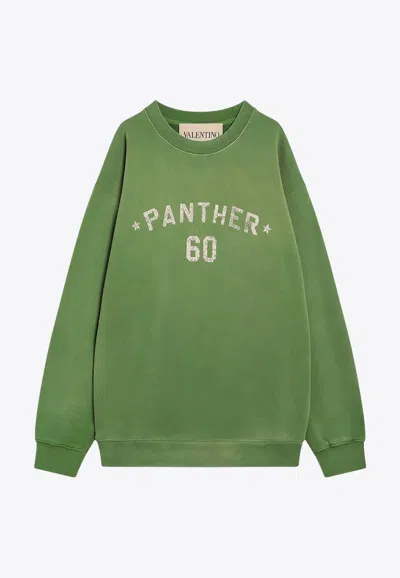 Valentino Chez Logo Vintage-effect Sweatshirt In Green
