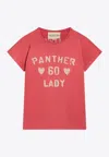 Valentino Panther Lady Graphic Print Crew Neck T-shirt In Pink