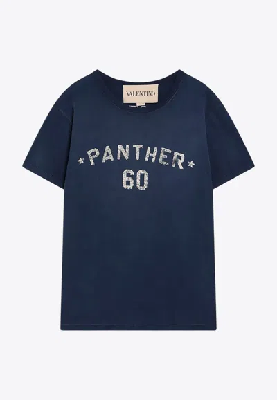 Valentino Chez Logo Vintage-effect T-shirt In Blue